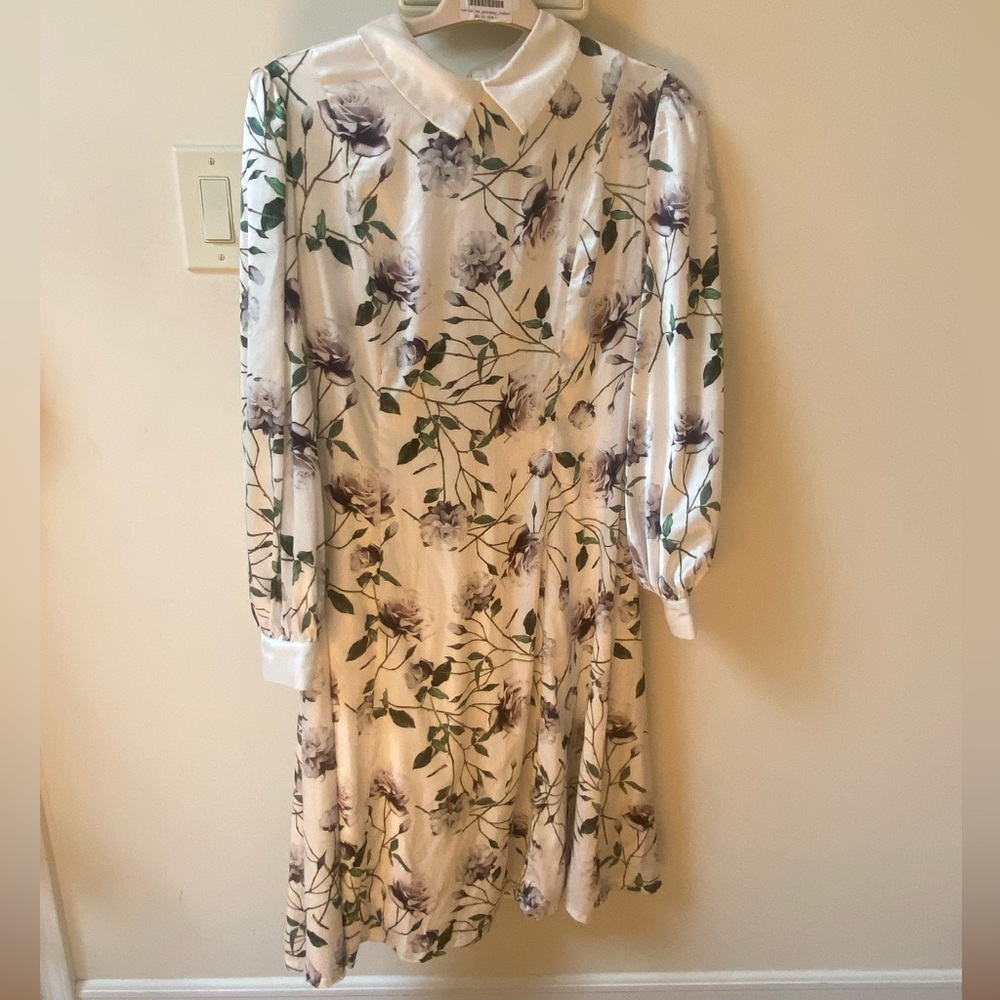 Knee length collared silky material dress